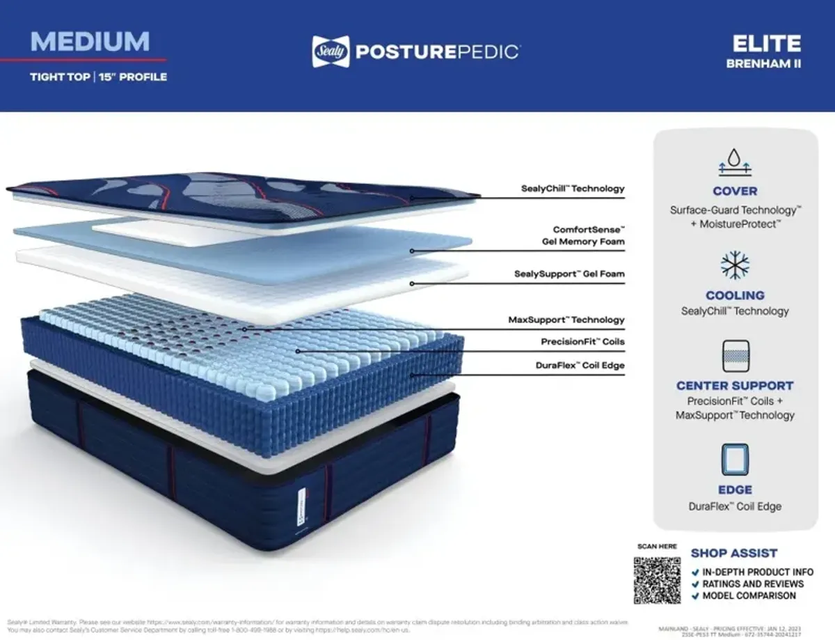 Sealy Posturepedic Elite Brenham Medium Full Mattress