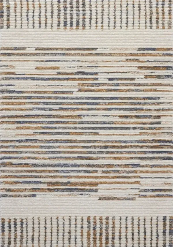 Etros Aubree Cream/Tan/Blue Stripe Area Rug 7'10"W x 9'10"L