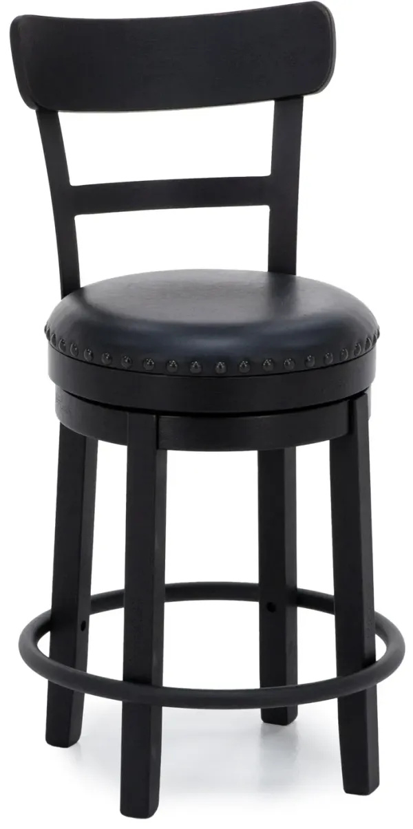 Pine Ridge 24" Swivel Stool In Antique Black / Black