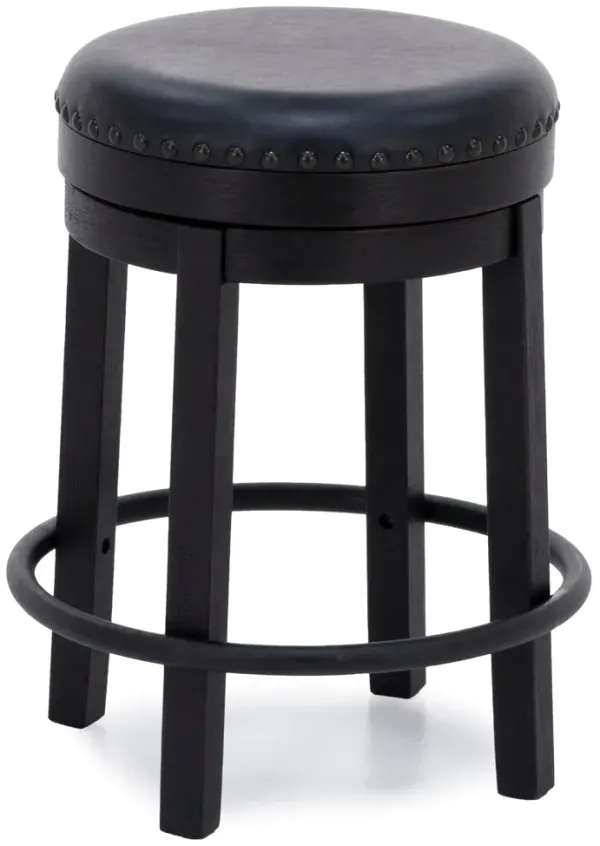 Pine Ridge 24" Backless Swivel Stool In Antique Black / Black