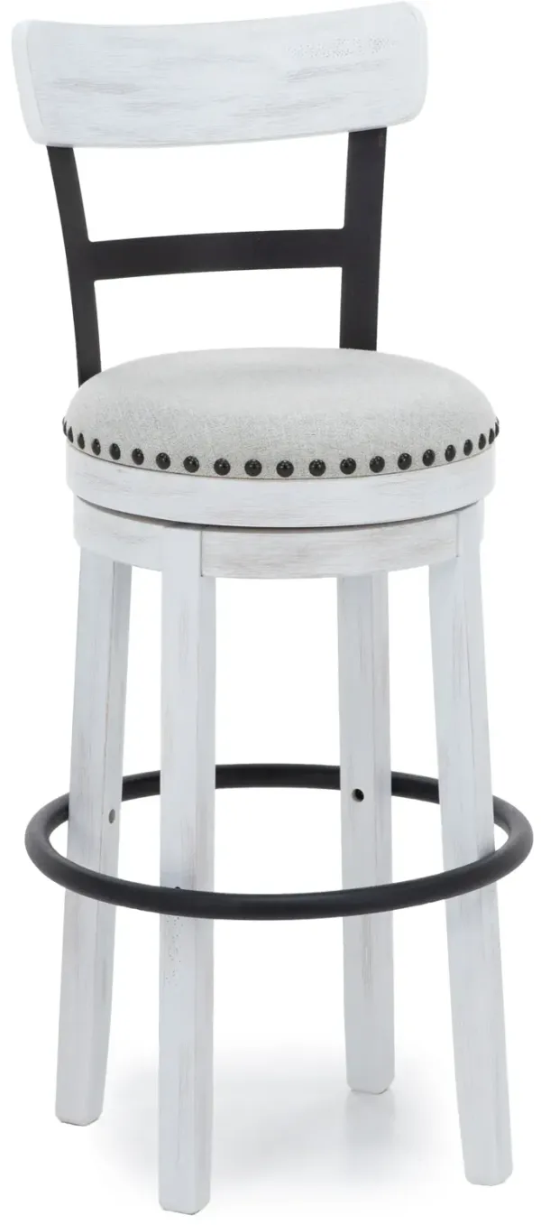 Pine Ridge 30" Swivel Stool In Vintage White / Linen