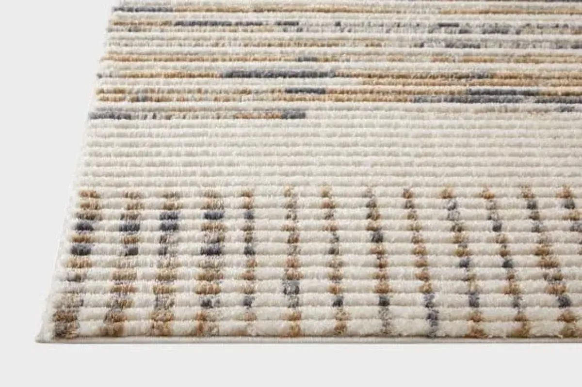 Etros Aubree Cream/Tan/Blue Stripe Area Rug 5'3"W x 7'3"L