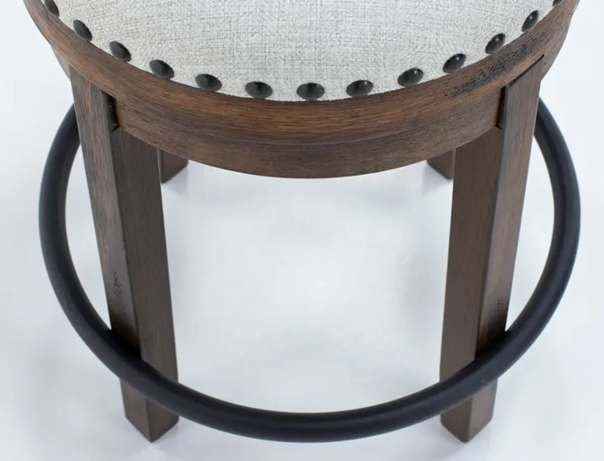 Pine Ridge 24" Backless Swivel Stool In Brown / Linen