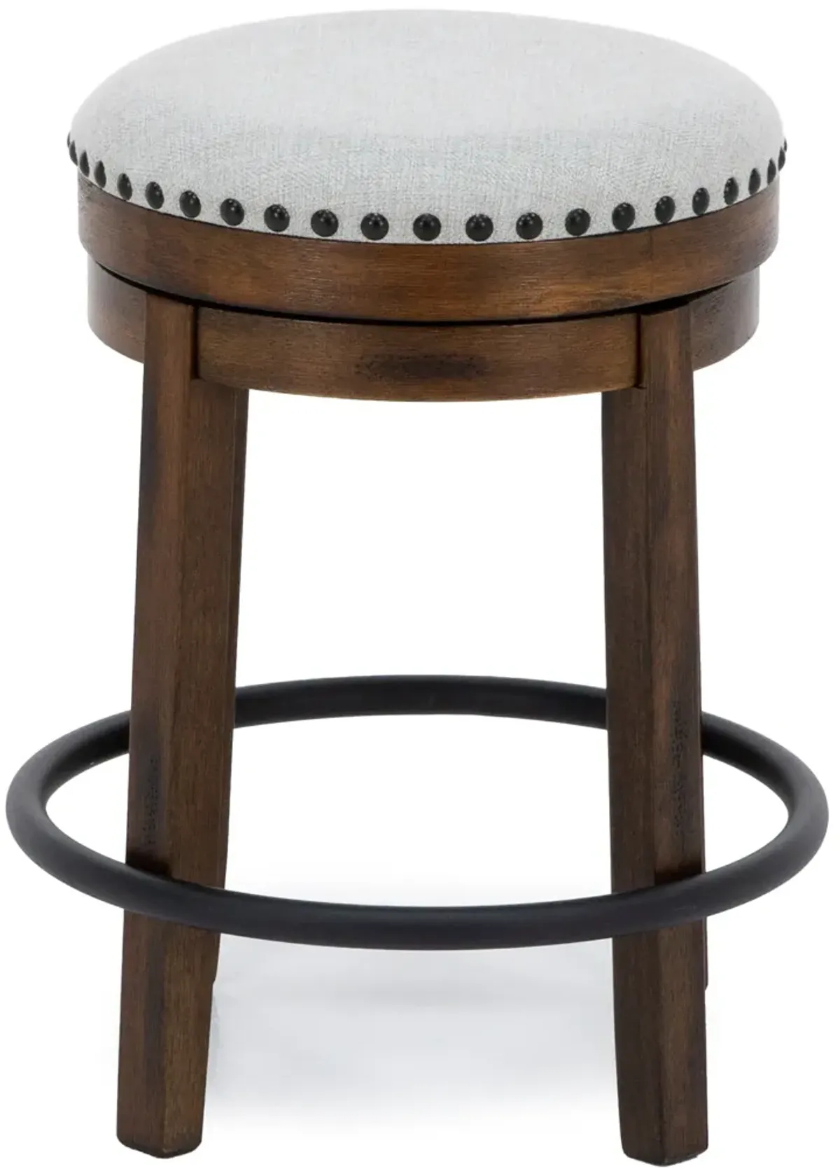 Pine Ridge 24" Backless Swivel Stool In Brown / Linen