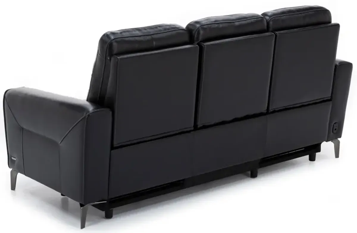 Drew & Jonathan Home Parkside Heights Leather Power Headrest Reclining Sofa in Black Cherry