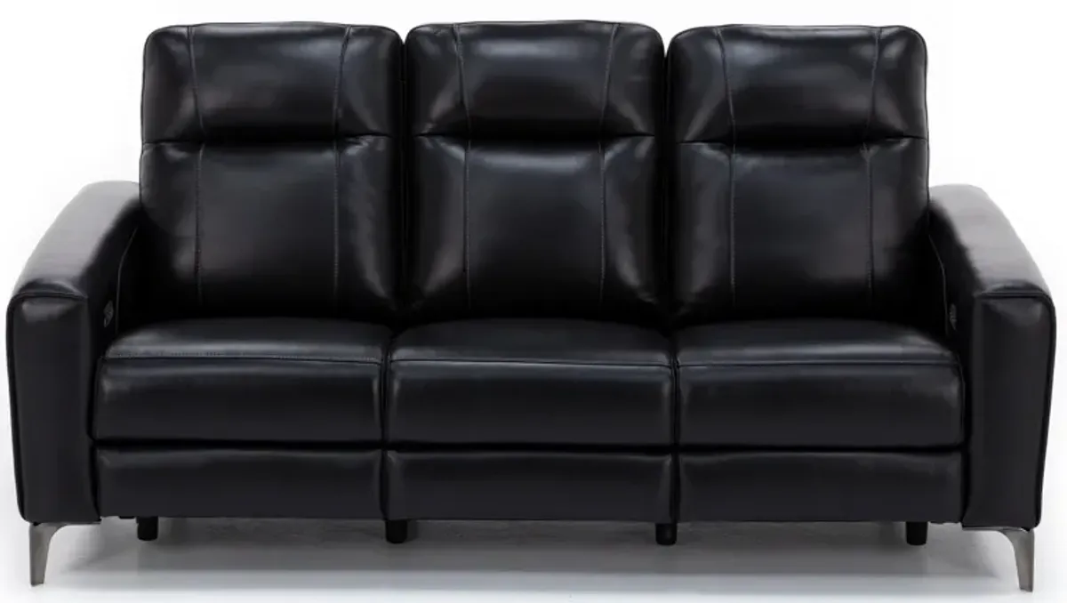 Drew & Jonathan Home Parkside Heights Leather Power Headrest Reclining Sofa in Black Cherry