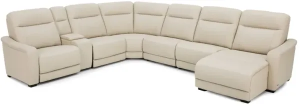 Drew & Jonathan Home Newport 7-Pc. Leather Power Headrest Reclining Modular In Newport Almond In Rig