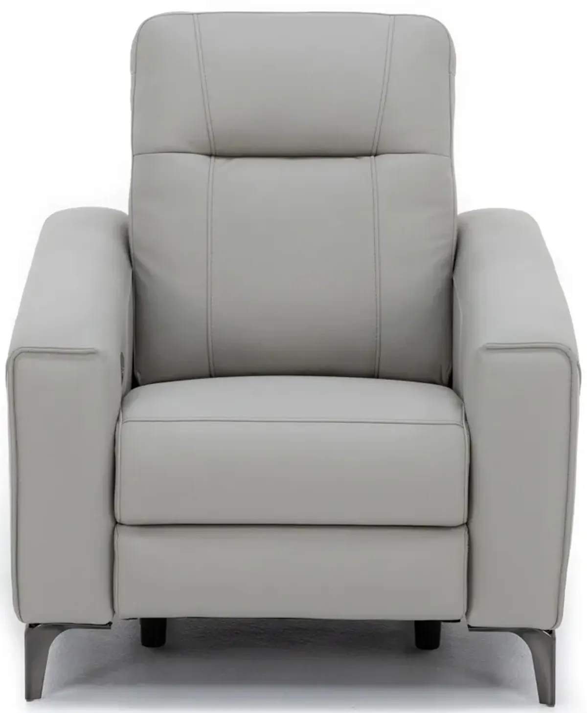 Drew & Jonathan Home Parkside Heights Leather Power Headrest Recliner in Gray