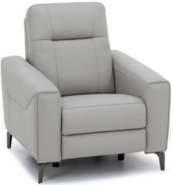 Drew & Jonathan Home Parkside Heights Leather Power Headrest Recliner in Gray