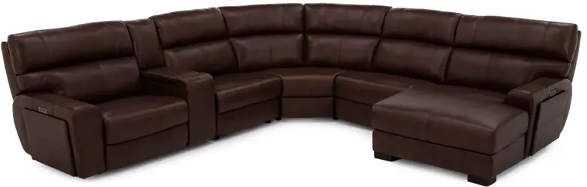 Teller 6-Pc. Leather Fully Loaded Zero Gravity Reclining Modular In Wood Right-Facing In New Berlin/