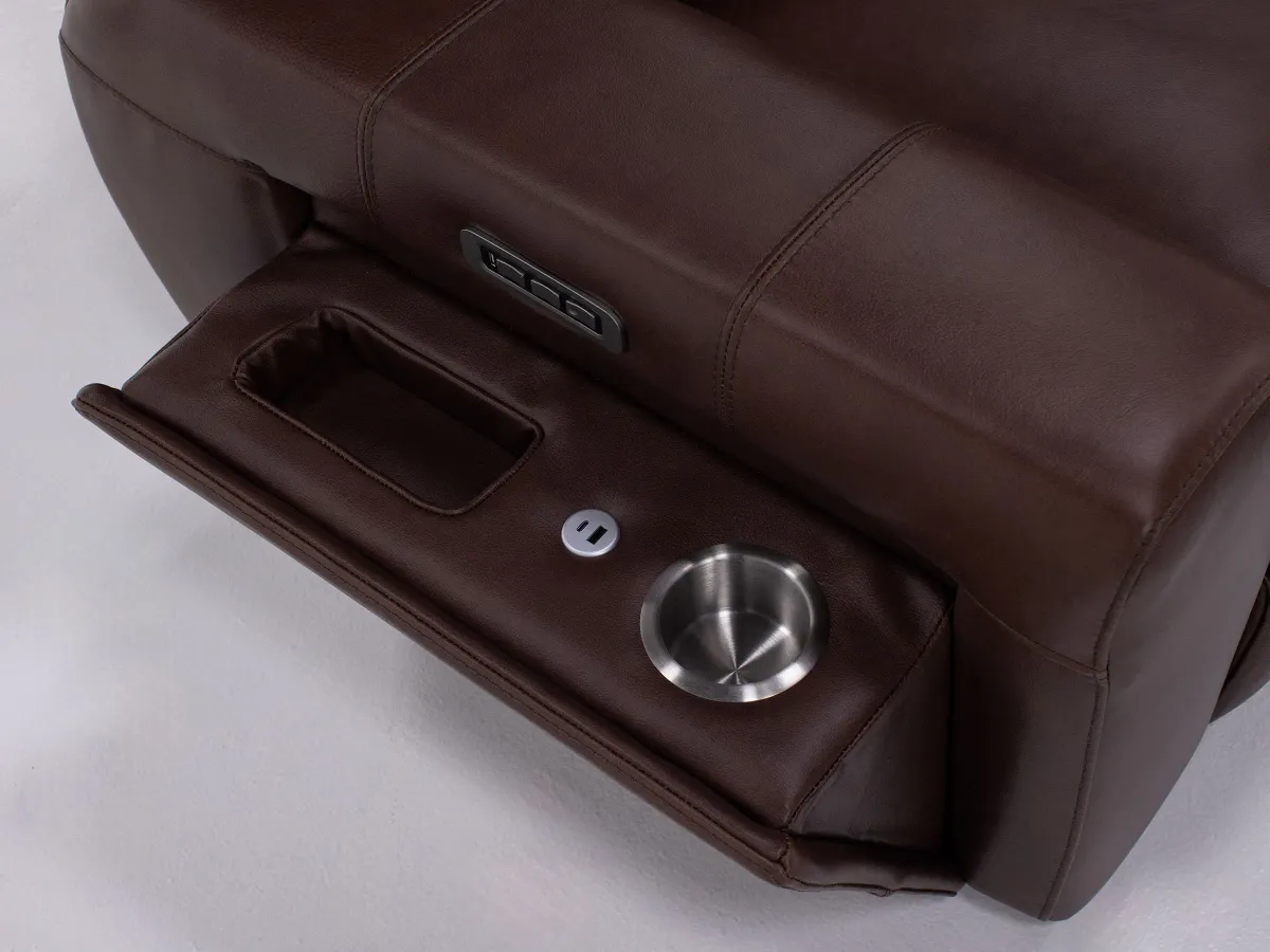 Teller 6-Pc. Leather Fully Loaded Zero Gravity Reclining Modular In Wood With 3 Reclining Seats