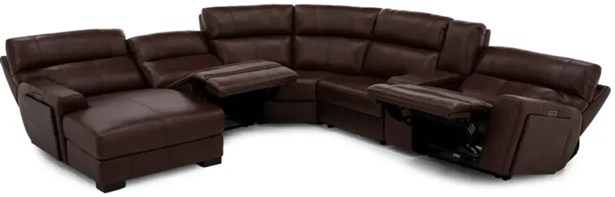 Teller 6-Pc. Leather Fully Loaded Zero Gravity Reclining Modular In Wood Left-Facing In New Berlin/W