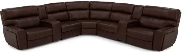 Teller 7-Pc. Leather Fully Loaded Zero Gravity Reclining Modular in Wood