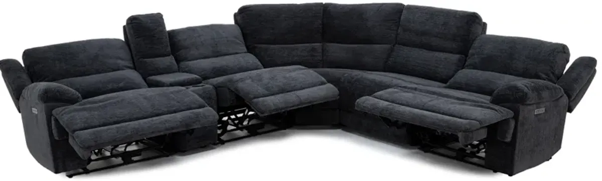 Lucie 6-Pc. Power Headrest Reclining Modular In Lucie Charcoal With 3 Reclining Seats