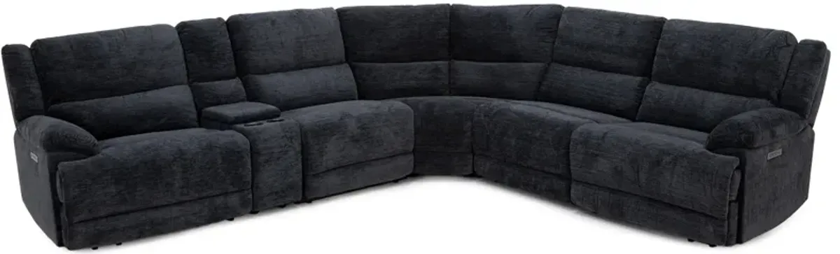 Lucie 6-Pc. Power Headrest Reclining Modular In Lucie Charcoal With 3 Reclining Seats