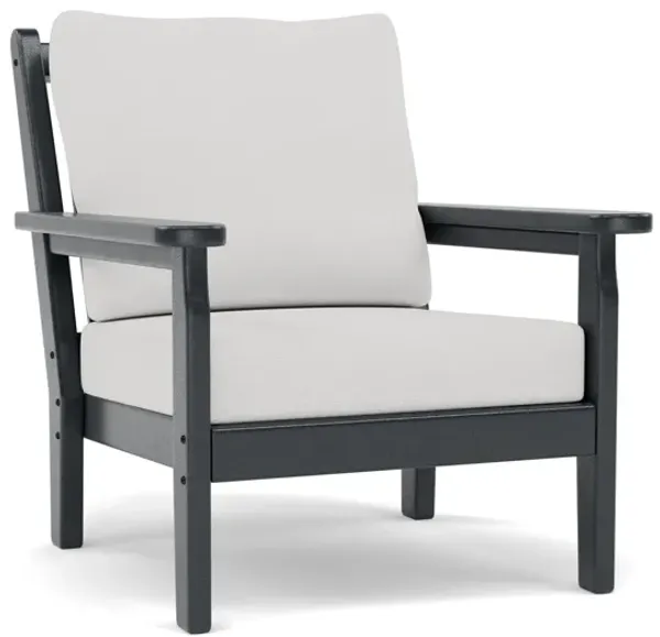 Chippendale Chair in Black with Natural Linen Cushion
