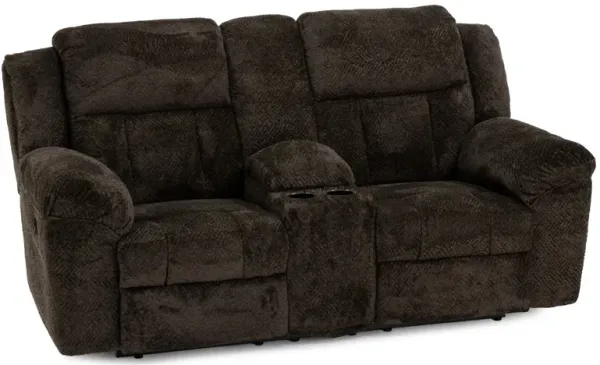 Marnie Reclining Console Loveseat in Chocolate
