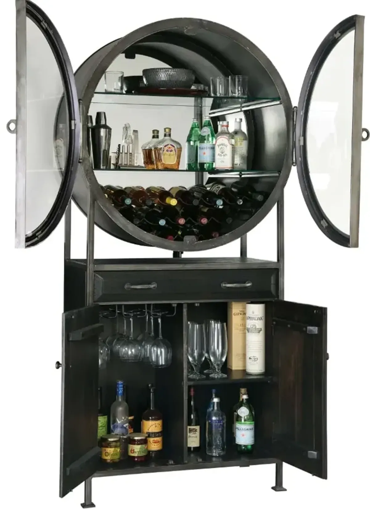 Howard Miller Rob Roy Wine And Bar Cabinet In Aged Mocha/Silver
