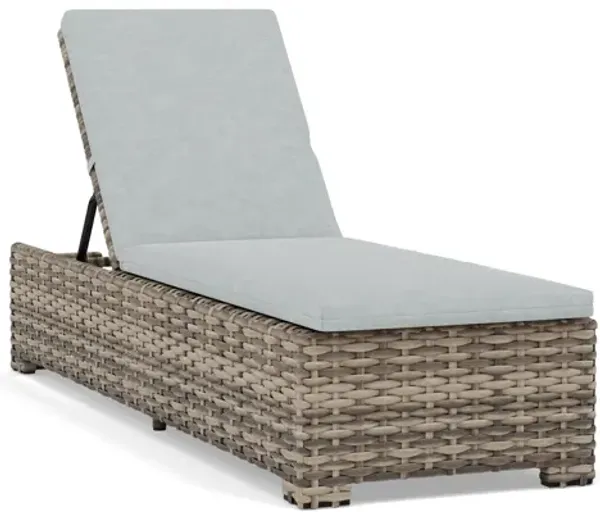 Grand Stafford Chaise Lounge in Husk with play Sage Cushion