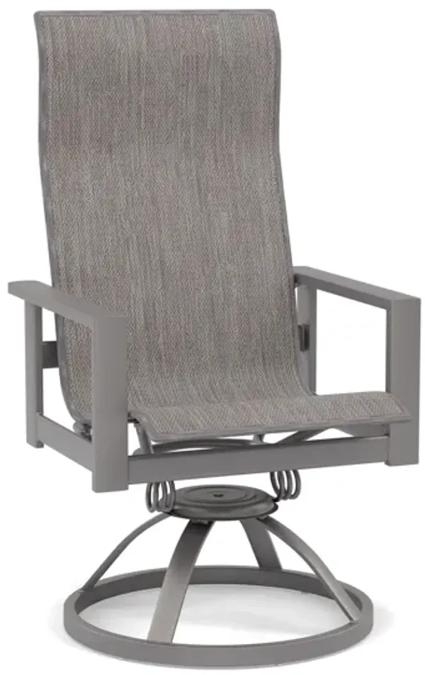 Elements High Back Swivel Rocker Dining Chair in Umber with Cedar II Sling