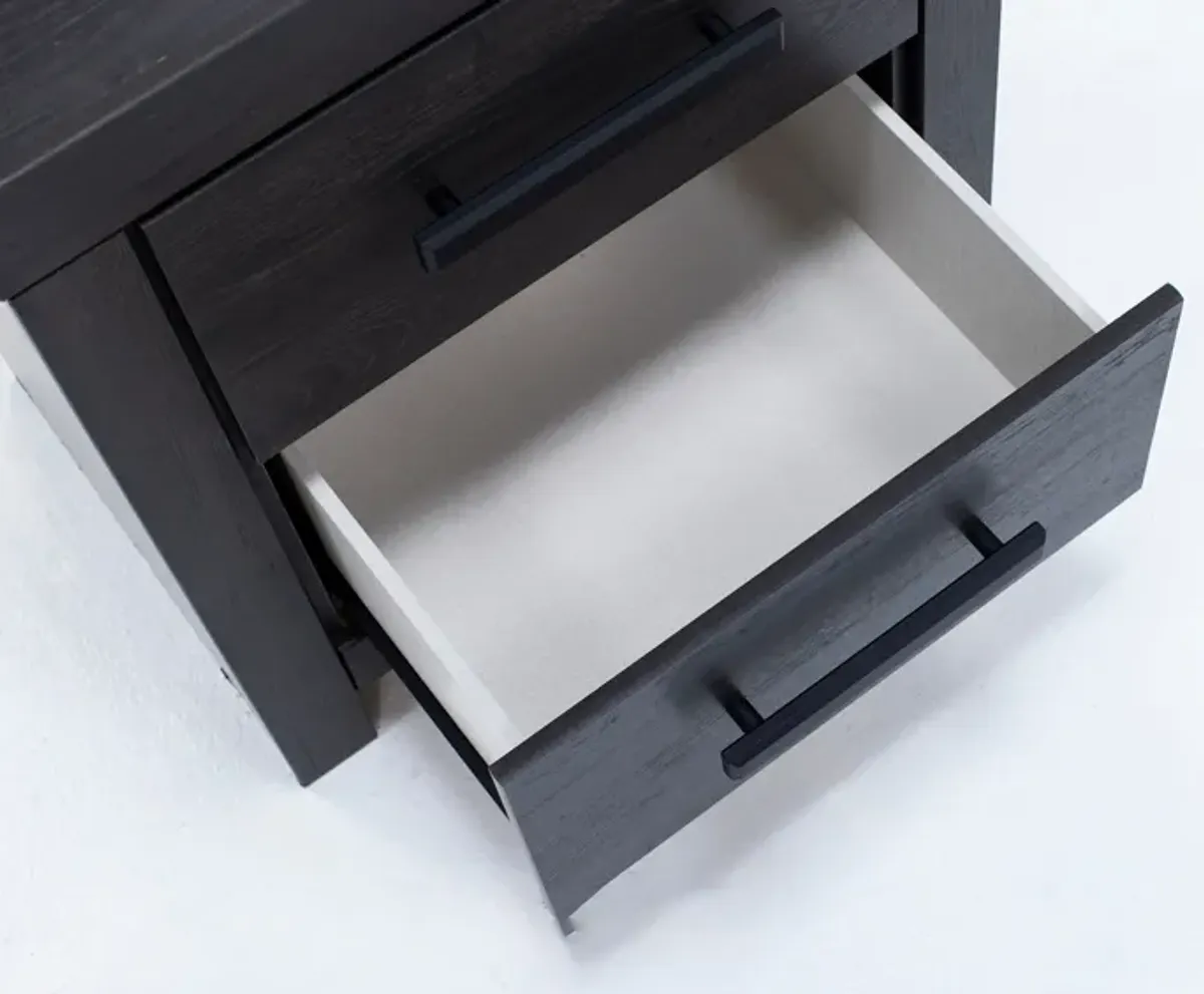 Rian Nightstand In Charcoal Brown