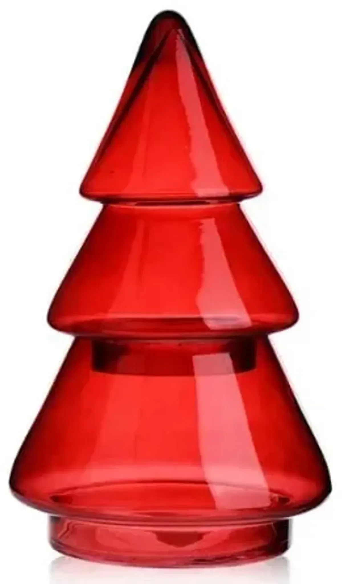 Small Red Glass Xmas Tree 7"W X 12"H