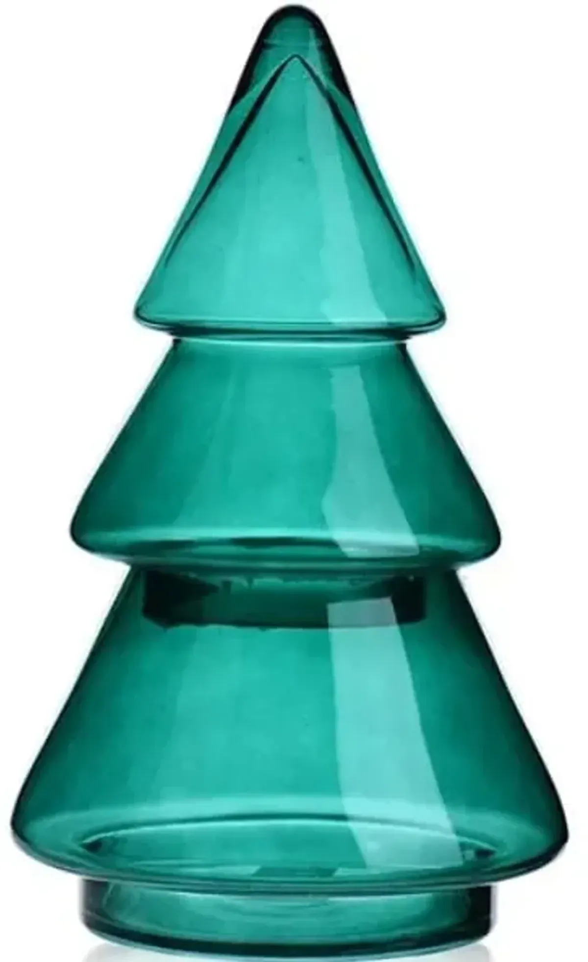Small Green Glass Xmas Tree 7"W X 12"H
