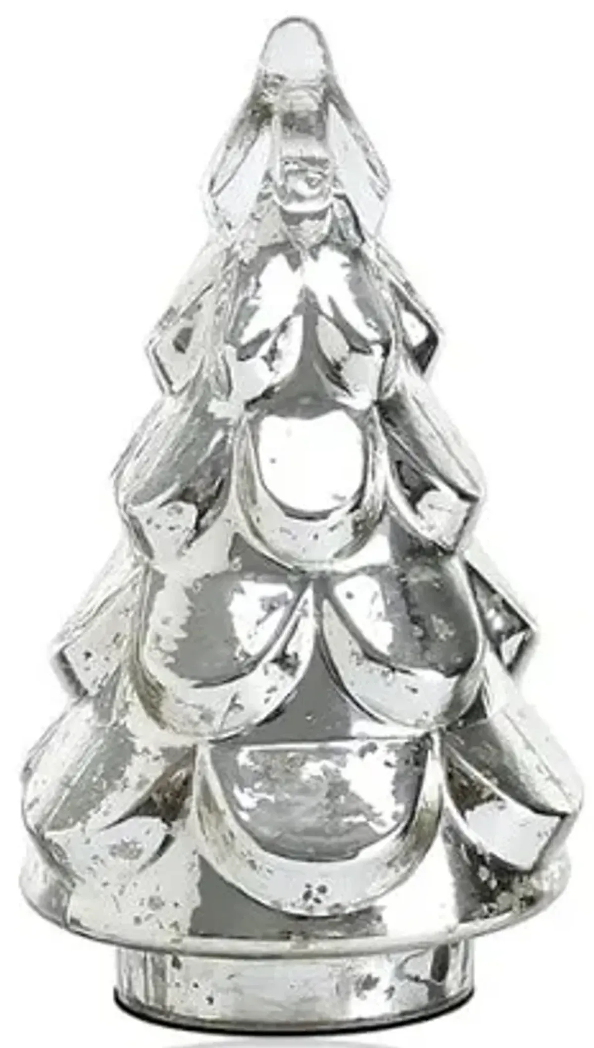 Medium Silver Mercury Glass Xmas Tree 6.7"W X 14"H