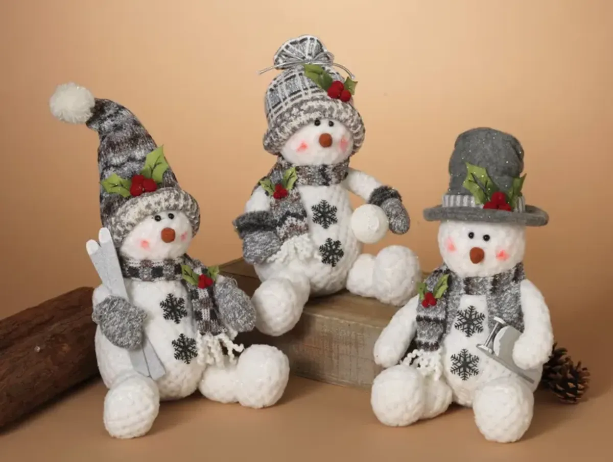 Assorted Plush Sitting Snowman 12"H Each