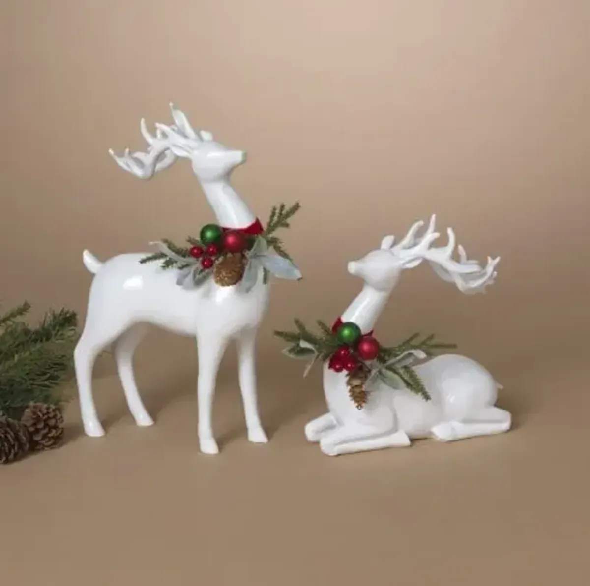 Assorted White Holiday Deer 11.8/17.9"H Each