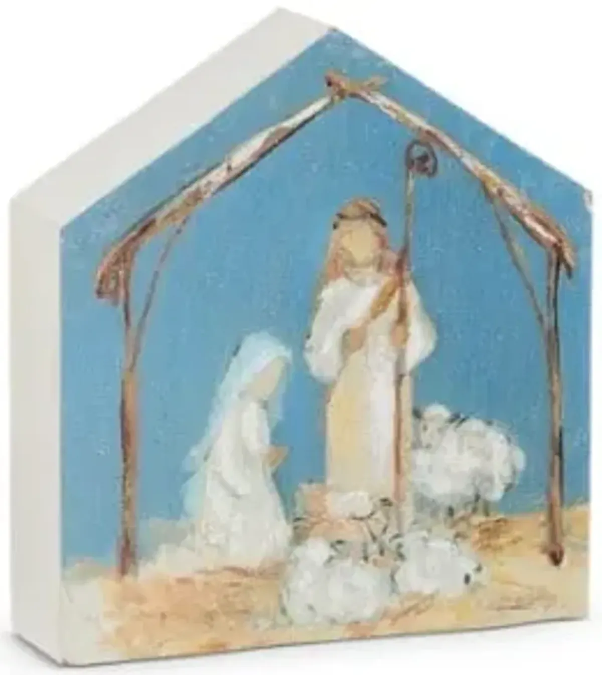 Holy Family Block Decor 7"W x 8"H