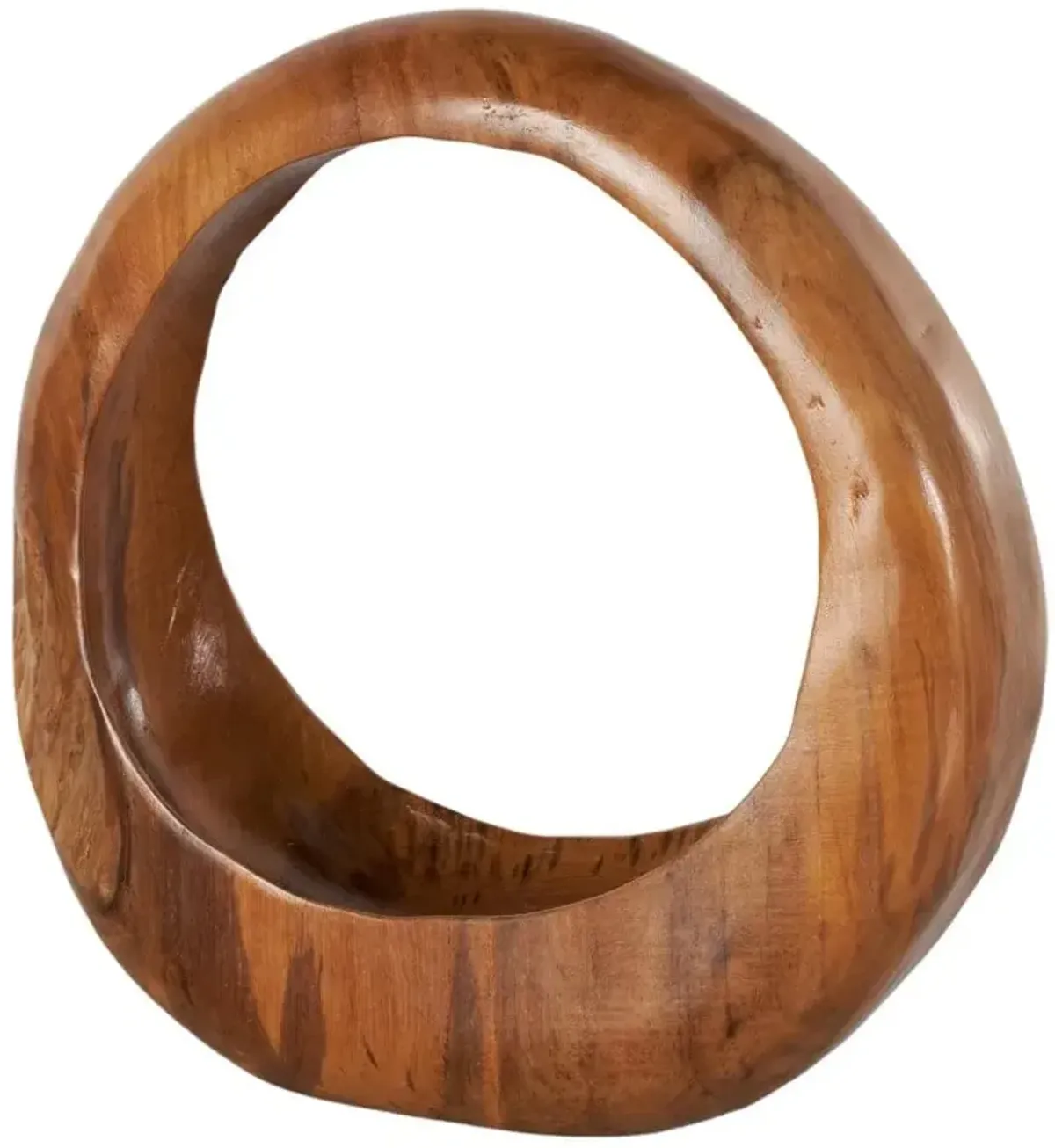 Small Teak Wood Round Sculpture 12"W x 12"H