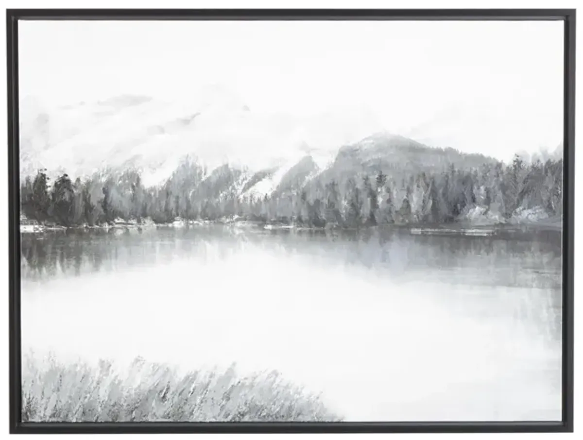 Grey Lake Framed Canvas Art 40"W x 30"H