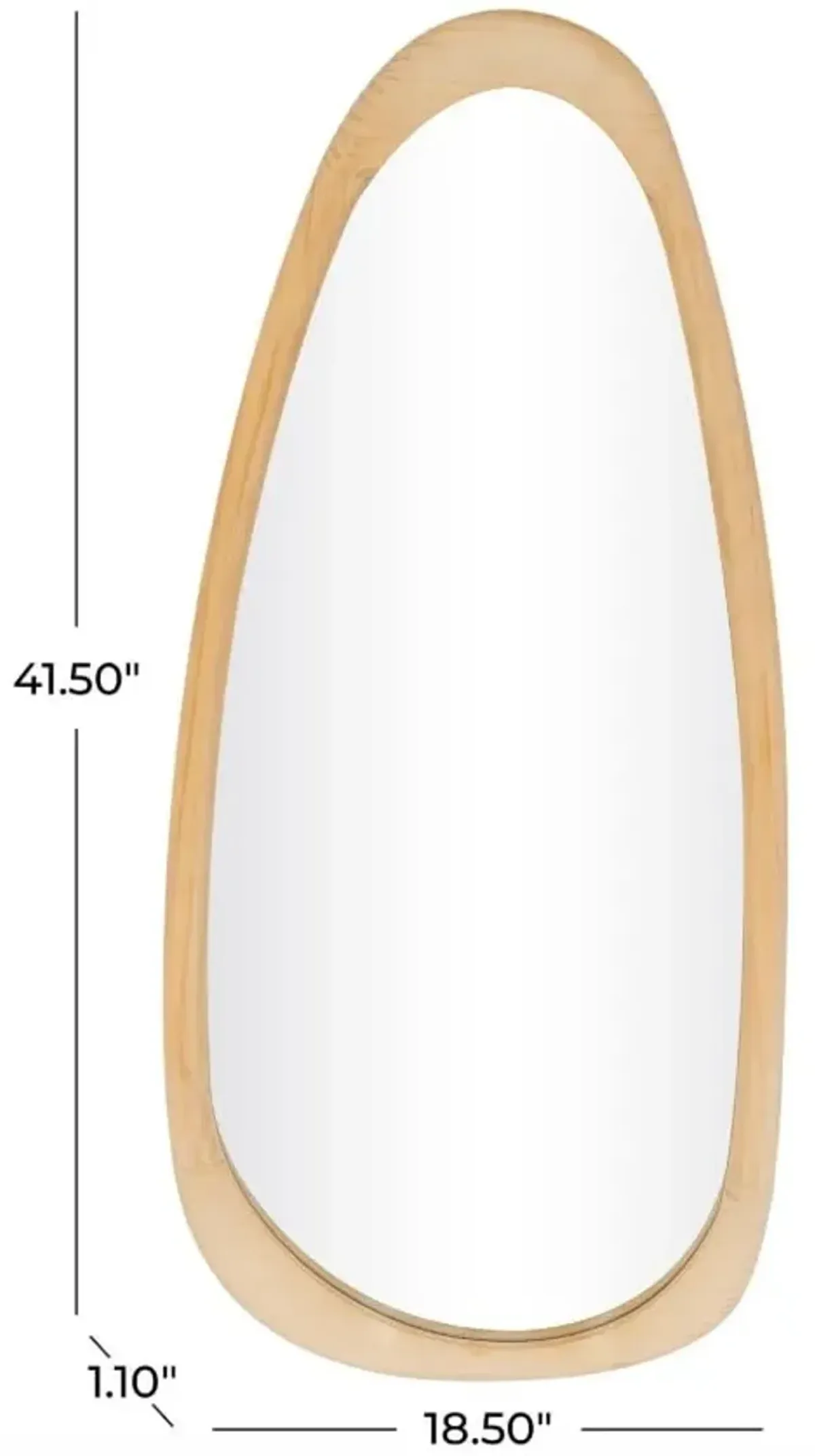 Wood Oval Wall Mirror 19"W x 42"H