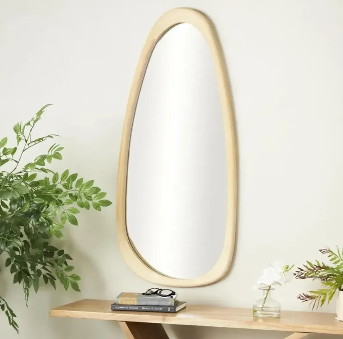 Wood Oval Wall Mirror 19"W x 42"H