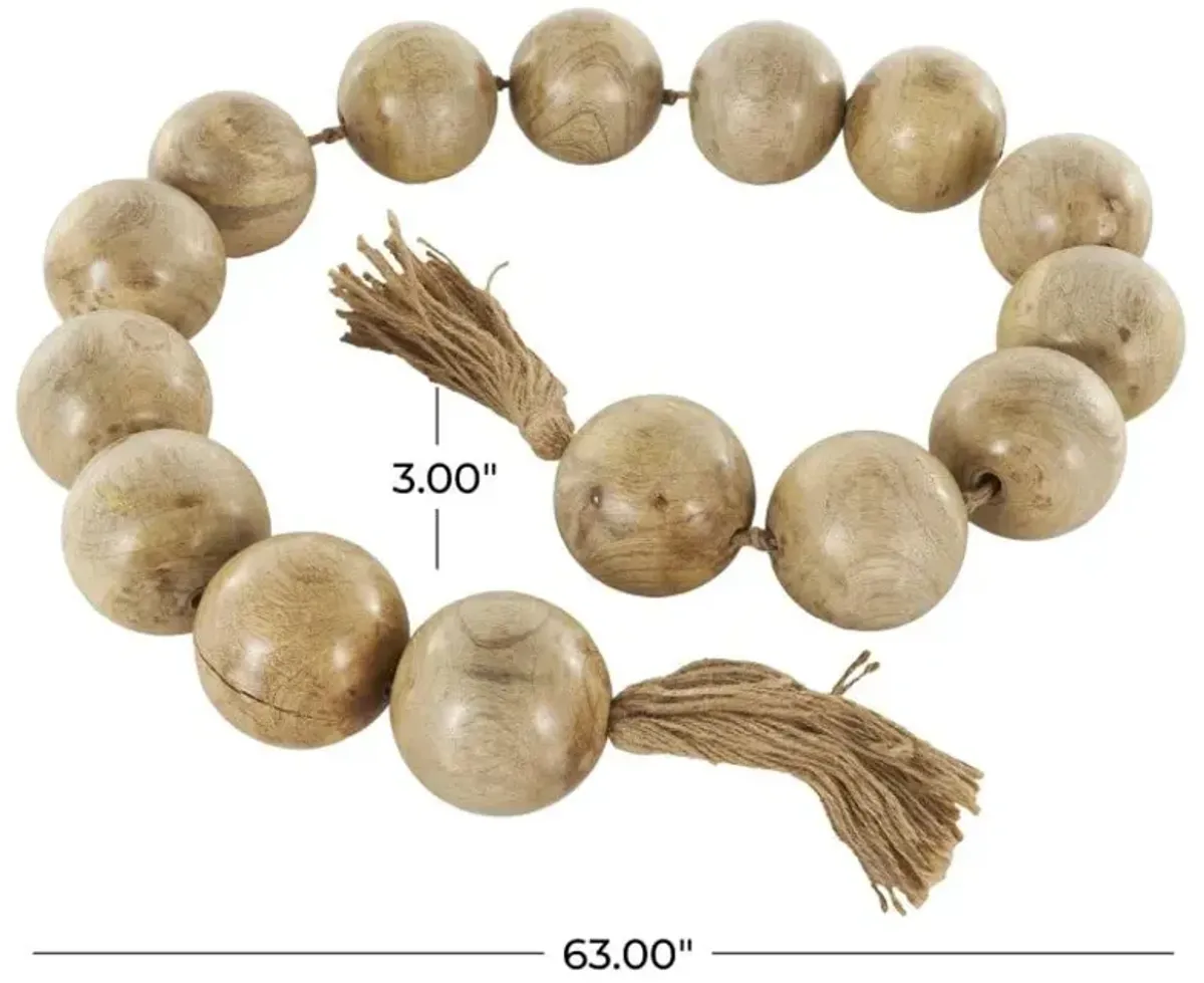 Natural Mango Wood Handmade Beads 3"W x 63"L
