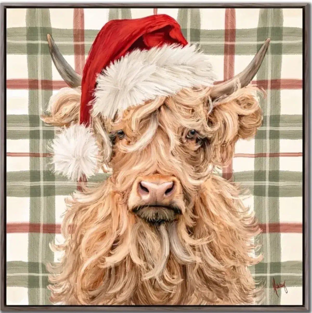 Plaid Highland Hand Embellished Framed Canvas 24"W x 24"H