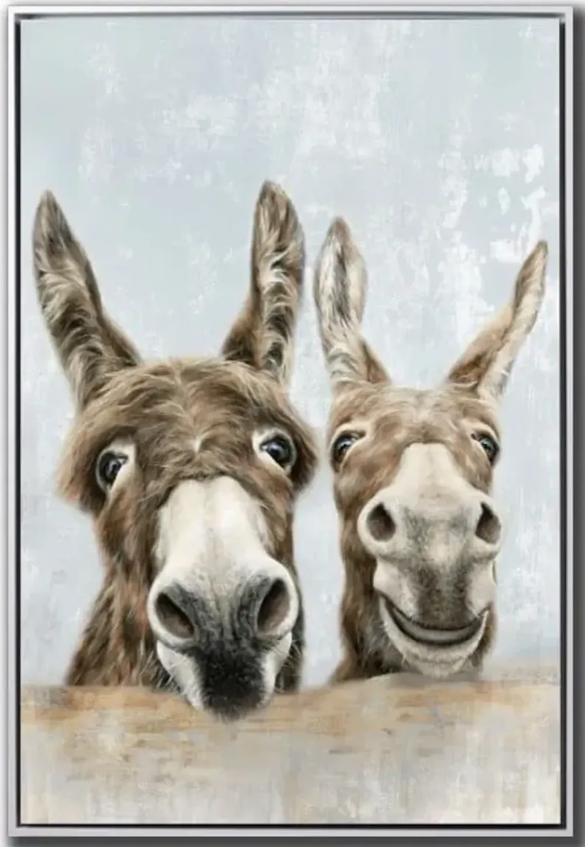 Donkeys Hand Embellished Framed Canvas 30"W x 45"H