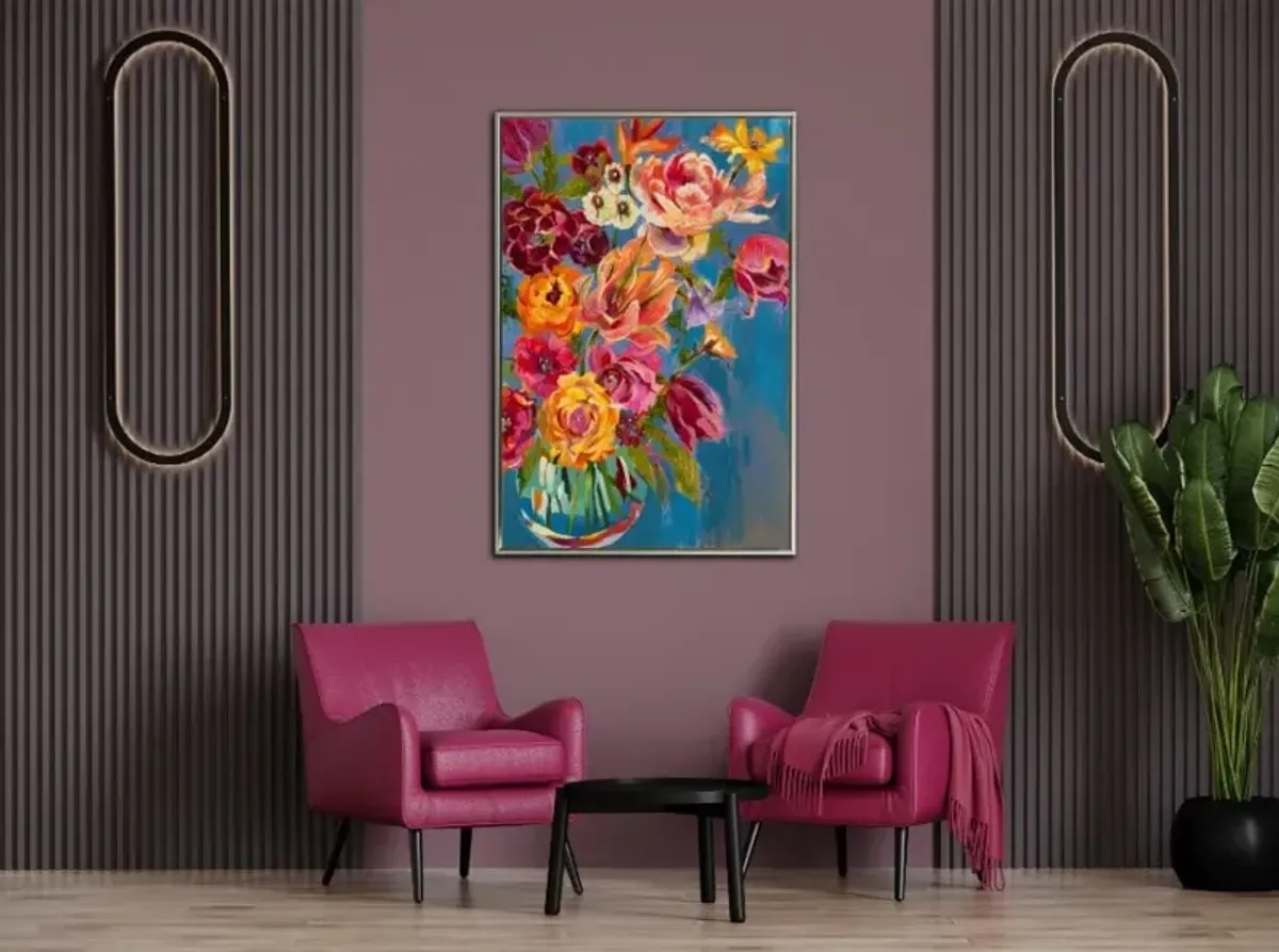 Spring Bouquet Hand Embellished Framed Canvas 30"W x 45"H