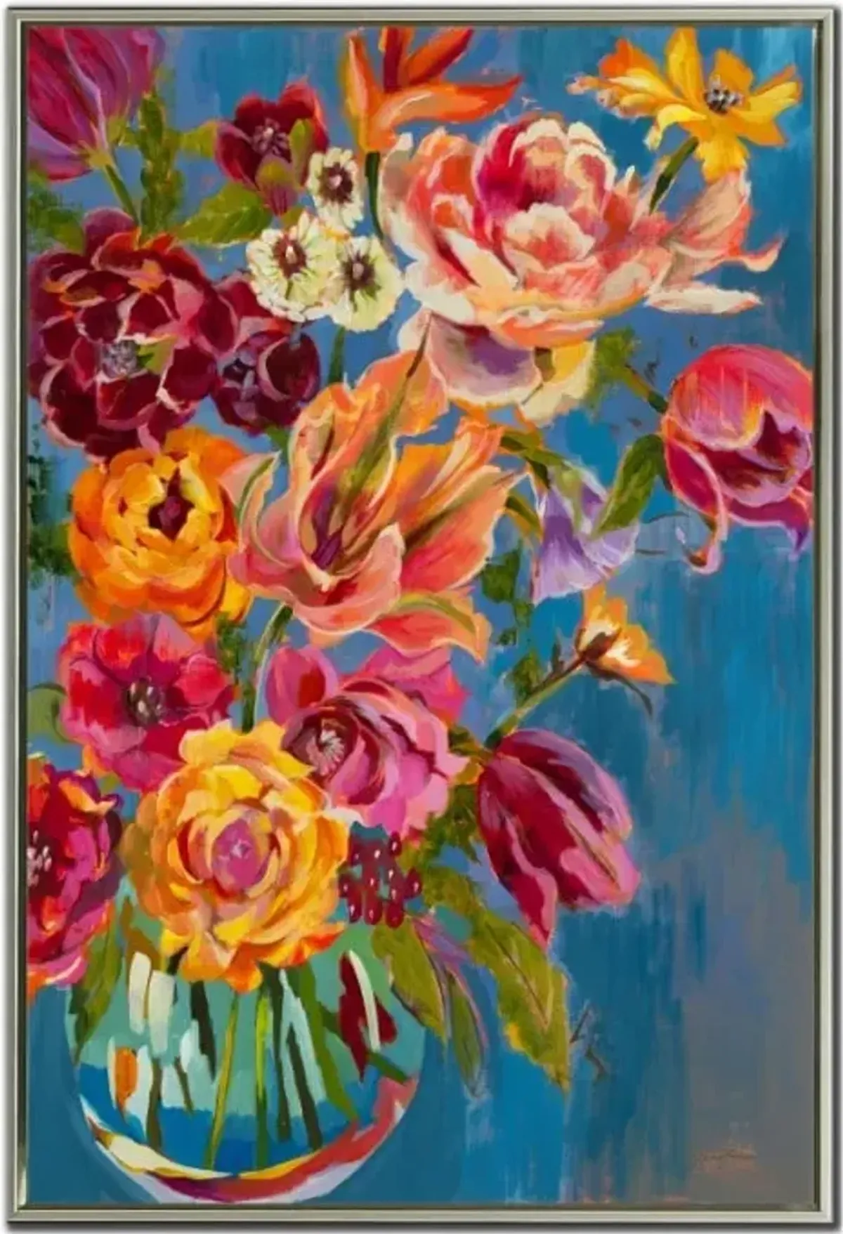 Spring Bouquet Hand Embellished Framed Canvas 30"W x 45"H