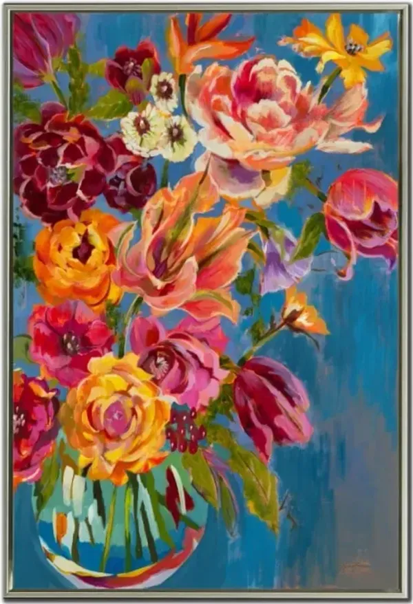 Spring Bouquet Hand Embellished Framed Canvas 30"W x 45"H