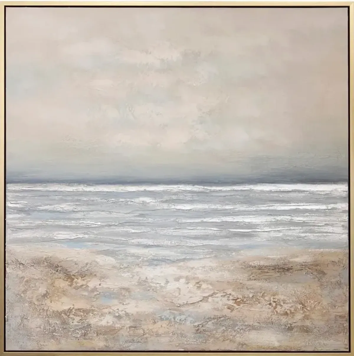 Seascape Hand Embellished Framed Canvas Art 50"W x 50"H
