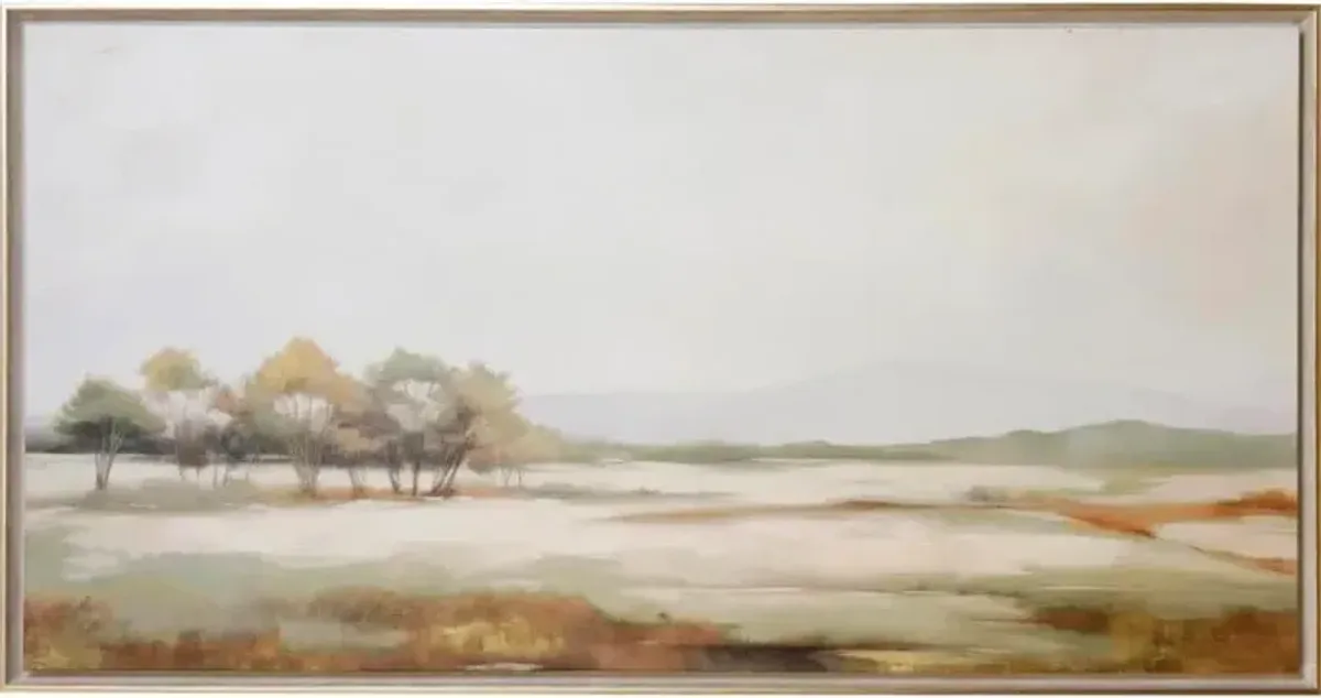 Earthy Trees Framed Canvas Art 60"W x 30"H