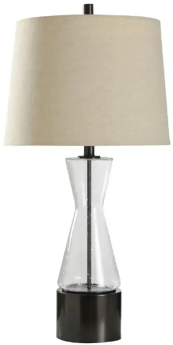 Glass and Bronze Table Lamp 30"H