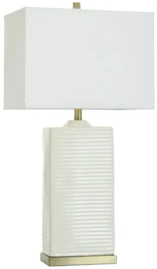 Ivory Ribbed Ceramic Table Lamp 33"H
