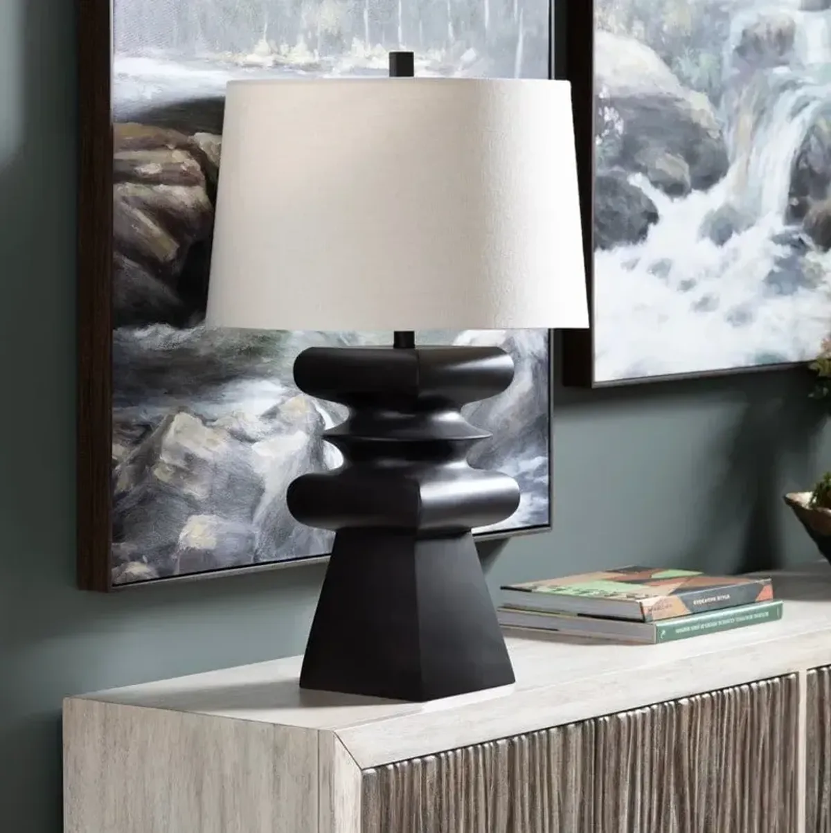 Matte Black Table Lamp 31"H