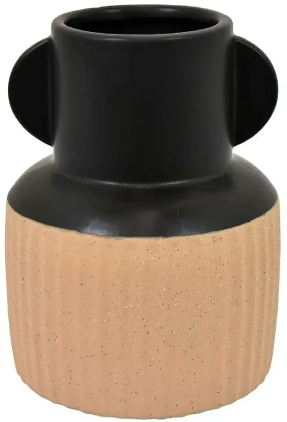 Small Black and Terracotta Ceramic Vase 5.25"W x 7"H