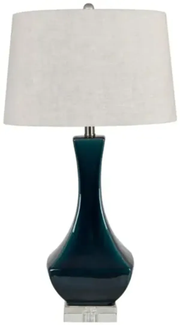 Teal Ceramic Table Lamp 31"H