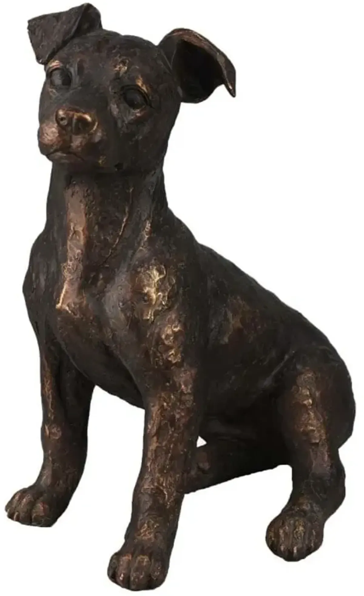 Bronze Finish Sitting Dog Sculpture 11.5"W x 13"H