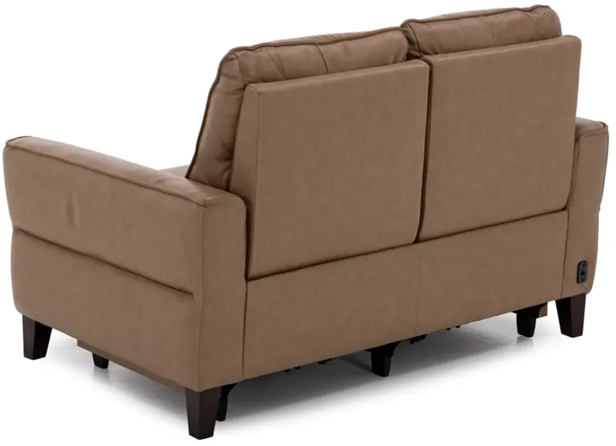 New York Leather Power Headrest Reclining Loveseat